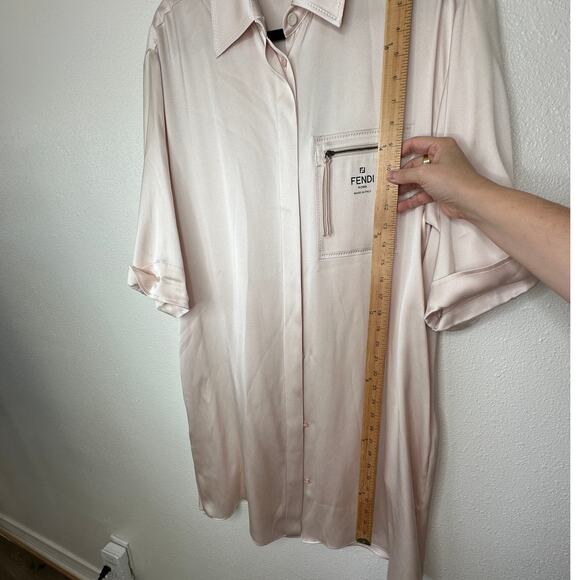 NWT Fendi The Abito Fluid Draped Daily Dress Top in Almond 100% Silk 40 / 8 - Picture 16 of 16